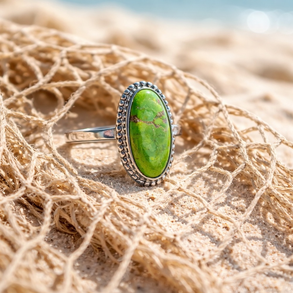 Green Copper Turquoise Ring - Picture 5 of 13